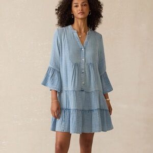 Faherty Dune Cotton Gauze‎ Kasey Dress Light Indigo Wash Size Small New With Tag